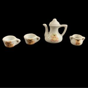 Vintage Mini Teddy Bear Porcelain Tea Set - 4 Piece